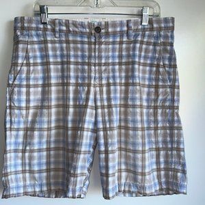 Tommy Bahama Blue, White, Brown Plaid Men's Shorts Size 34